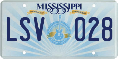 MS license plate LSV028
