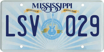 MS license plate LSV029