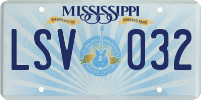 MS license plate LSV032