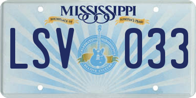 MS license plate LSV033