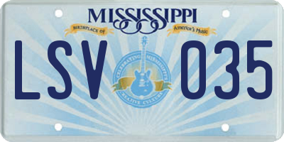 MS license plate LSV035