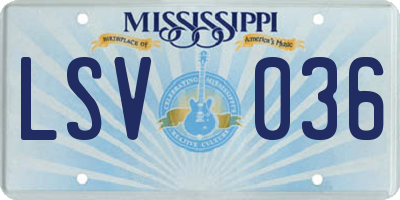 MS license plate LSV036