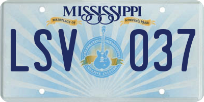 MS license plate LSV037
