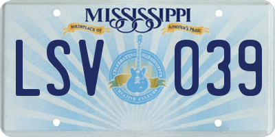 MS license plate LSV039