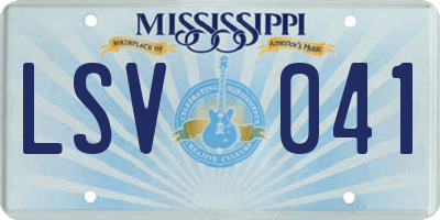 MS license plate LSV041