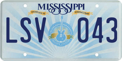 MS license plate LSV043