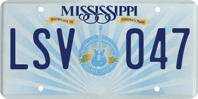 MS license plate LSV047