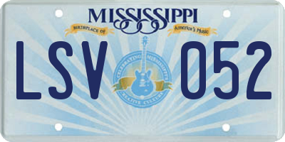 MS license plate LSV052