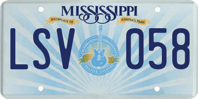 MS license plate LSV058