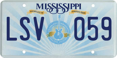MS license plate LSV059