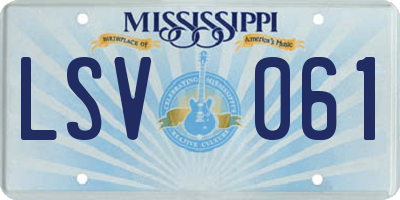 MS license plate LSV061