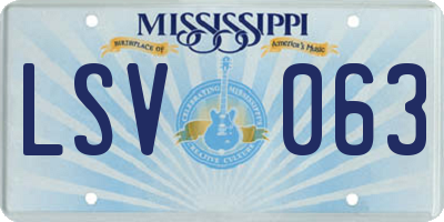 MS license plate LSV063