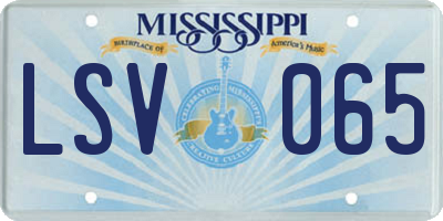 MS license plate LSV065