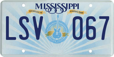 MS license plate LSV067