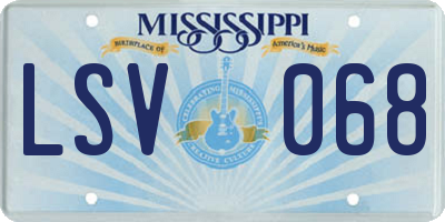 MS license plate LSV068