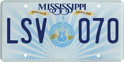 MS license plate LSV070