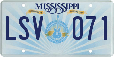 MS license plate LSV071
