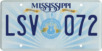 MS license plate LSV072