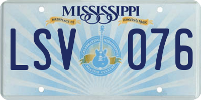MS license plate LSV076