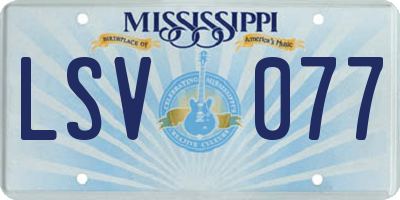 MS license plate LSV077