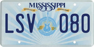 MS license plate LSV080