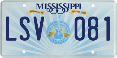 MS license plate LSV081