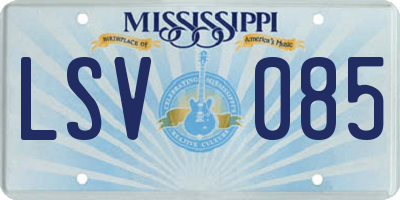 MS license plate LSV085