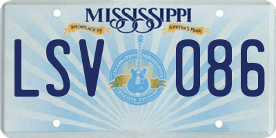 MS license plate LSV086