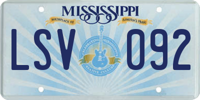 MS license plate LSV092