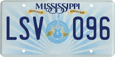 MS license plate LSV096