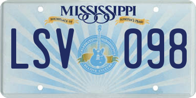 MS license plate LSV098