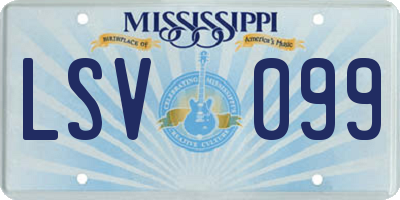 MS license plate LSV099