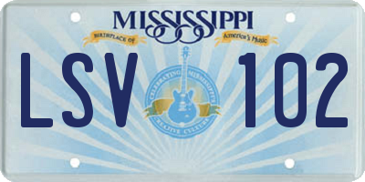 MS license plate LSV102