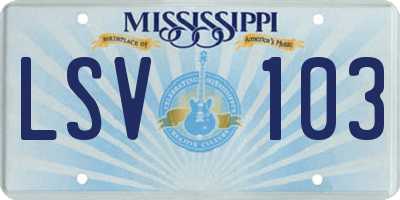 MS license plate LSV103