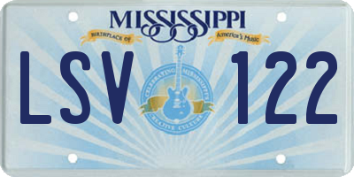 MS license plate LSV122