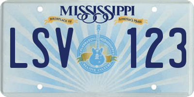 MS license plate LSV123