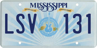 MS license plate LSV131