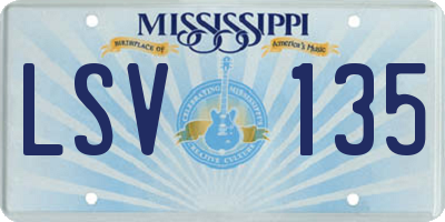 MS license plate LSV135