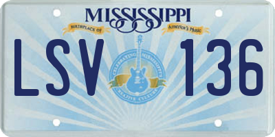 MS license plate LSV136