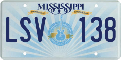 MS license plate LSV138