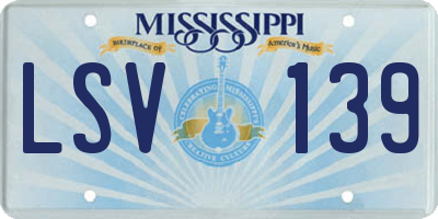 MS license plate LSV139