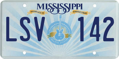 MS license plate LSV142