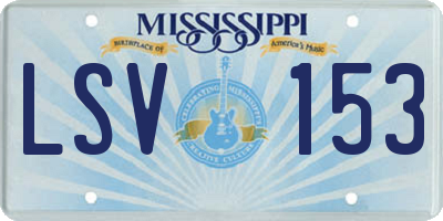 MS license plate LSV153