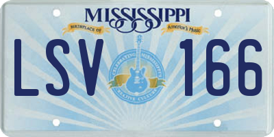 MS license plate LSV166
