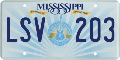 MS license plate LSV203