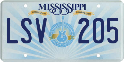MS license plate LSV205