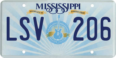 MS license plate LSV206
