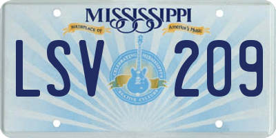 MS license plate LSV209