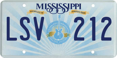 MS license plate LSV212