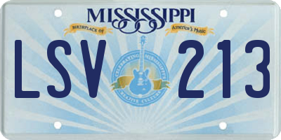 MS license plate LSV213